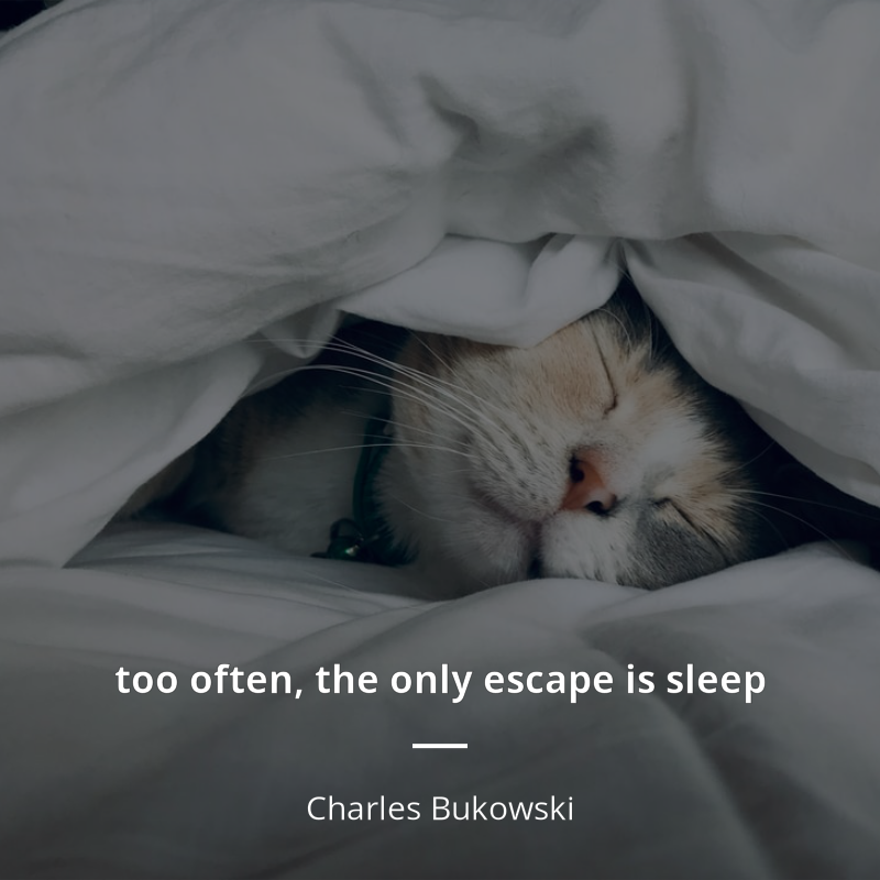 Charles Bukowski citar: “too often, the only escape is sleep”