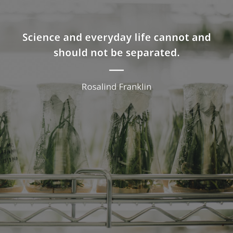 Rosalind Franklin citar: “Science and everyday life cannot and should not be separated.”