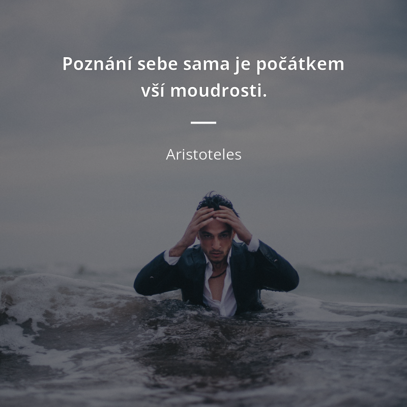 Aristoteles citar: „Poznání sebe sama je počátkem vší moudrosti.“