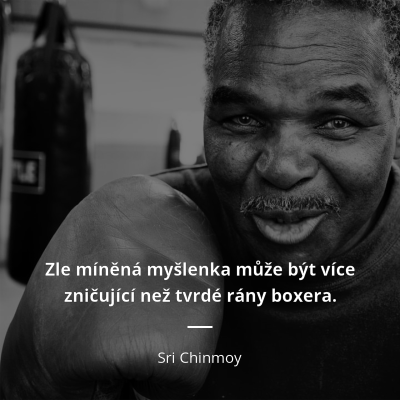 Sri Chinmoy citar: „Zle míněná myšlenka může být více zničující než tvrdé rány boxera.“