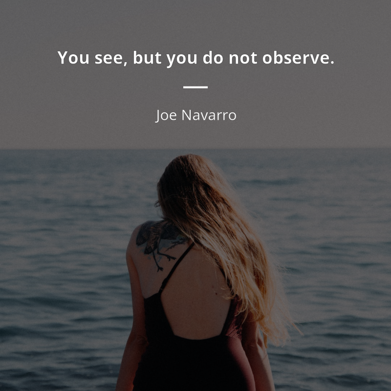 Joe Navarro citar: “You see, but you do not observe.”