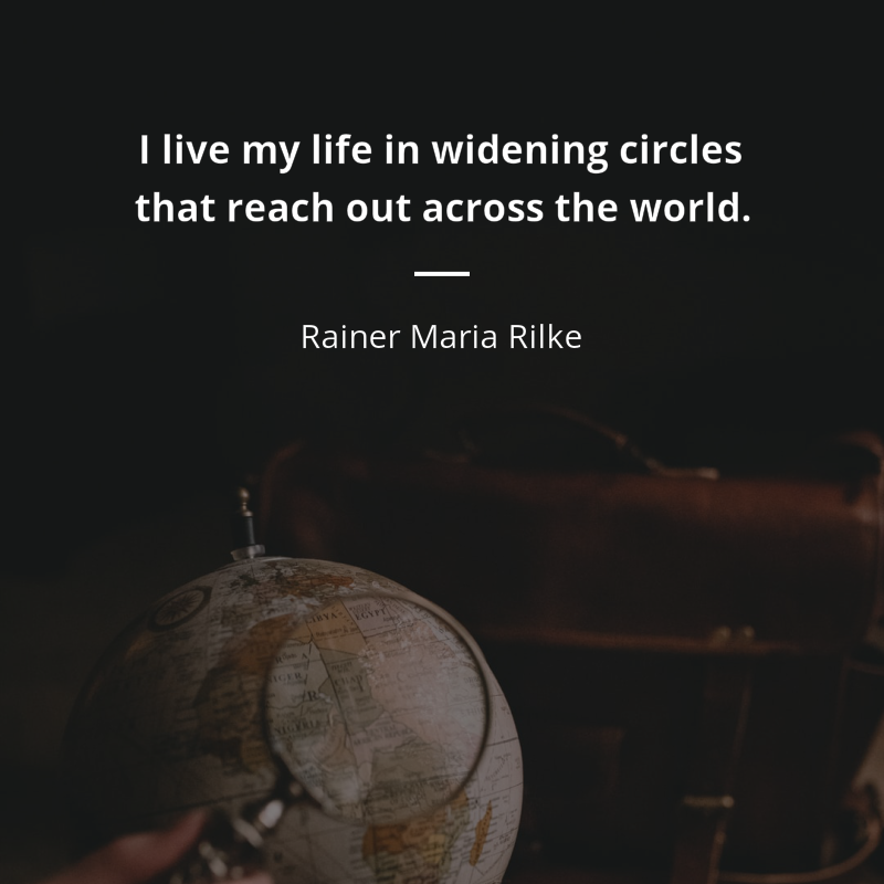 Rainer Maria Rilke citar: “I live my life in widening circles that reach out across the world.”